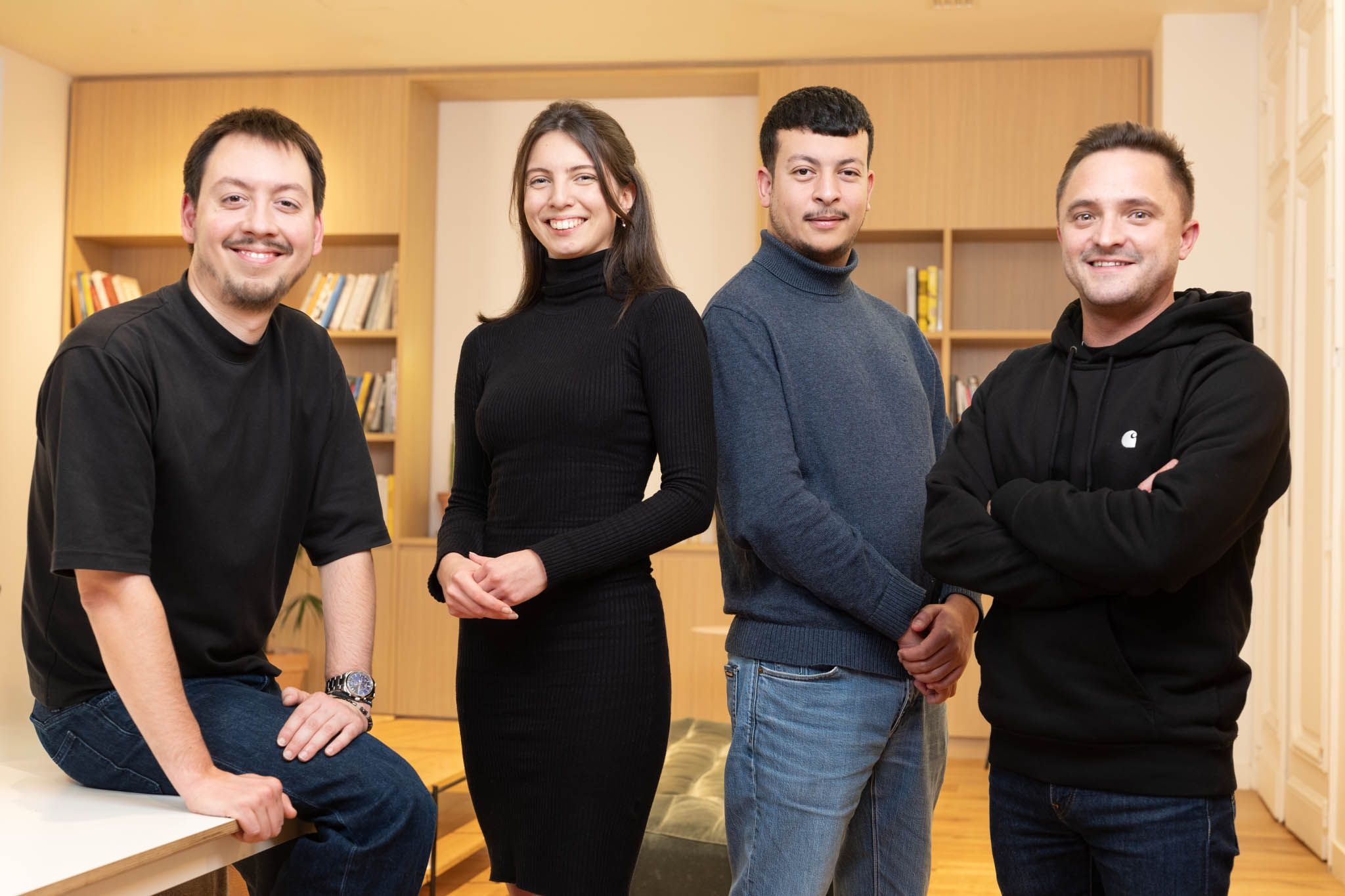 PRESAGE Co-Founders (left to right): Arthur Chevalier, Annah Augier, Hamza Aassif (founding engineer), and Benjamin Rey 