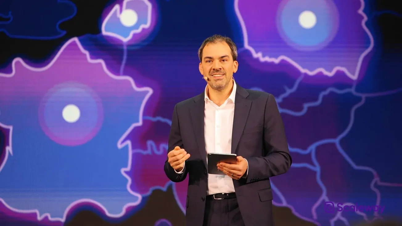 Scaleway CEO Damien Lucas speaking at VivaTech 2026. Photo courtesy of Scaleway.