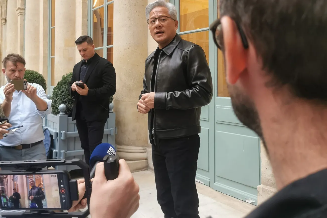 Nvidia CEO Jensen Huang faces the media in Paris. 